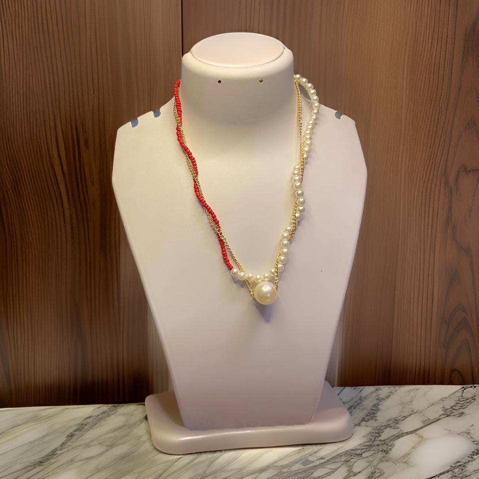 Charming double Layered Pearl and Pendant Necklace