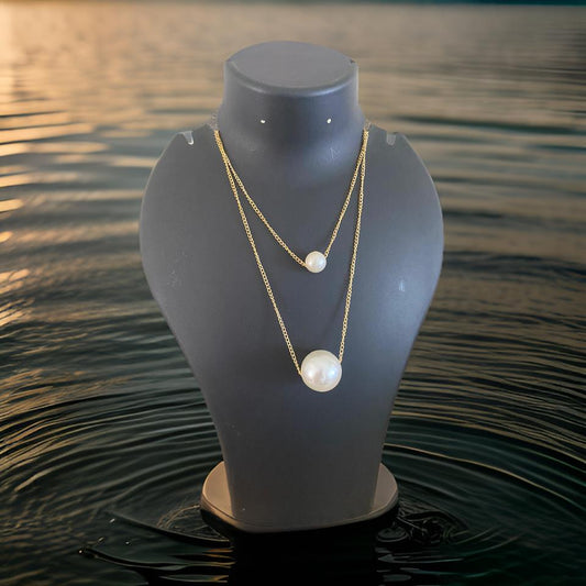 Alloy Chain with Double Pearl Pendant