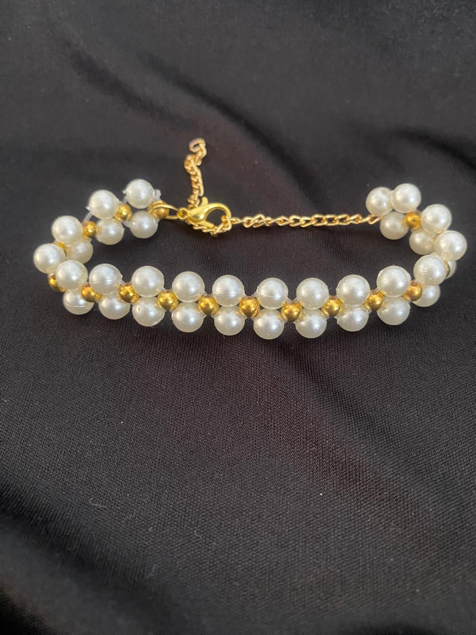 Handmade White & Golden Bracelet