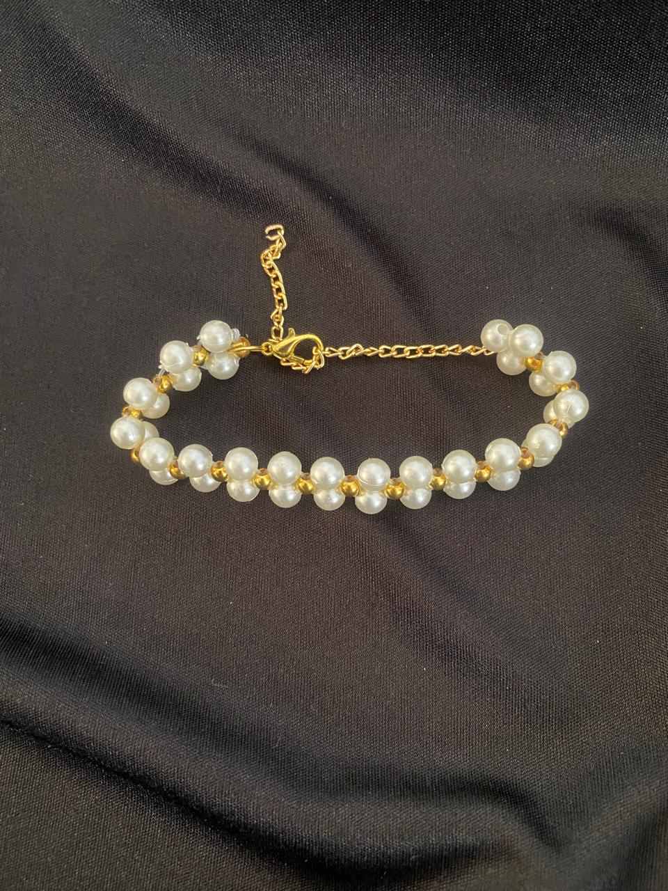 Handmade White & Golden Bracelet