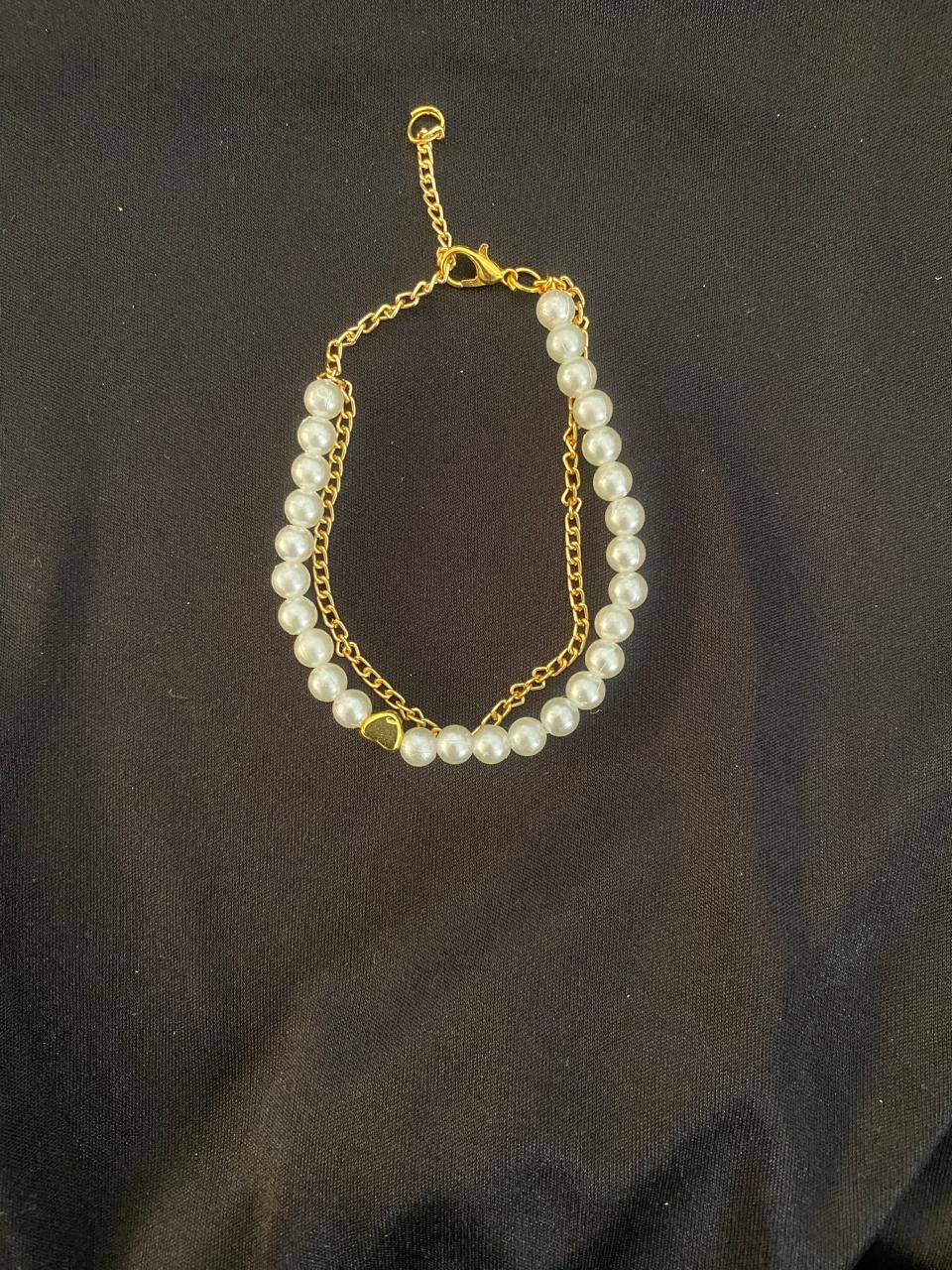 Handcrafted White Pearl Bracelet Chain Attached