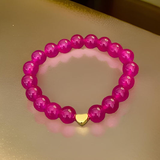 Pink Beaded Minimal Stretchable Bracelet