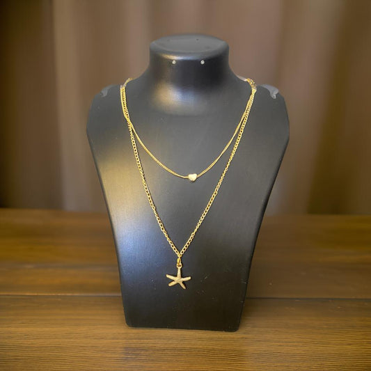 Shiny Star Necklace Double Layer Pendant