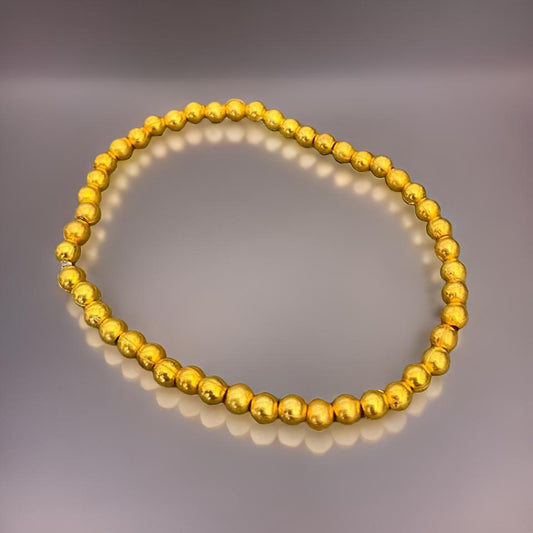 Golden Beaded Minimal Stretchable Bracelet